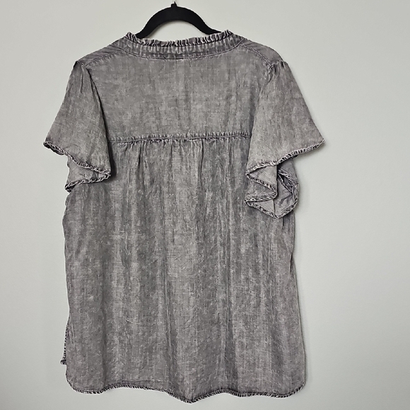 Jane & Delancey Grunge Glam Gray Button Down Shirt and Mandarin Collar 1X - Picture 9 of 9